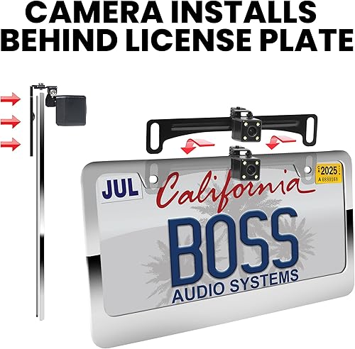 Miniatura 3 de BOSS Audio Systems LPCB40 - Cámara de respaldo para placa de matrícula retrovisora inversa - Vista trasera gran angular de 170, cámara de respaldo