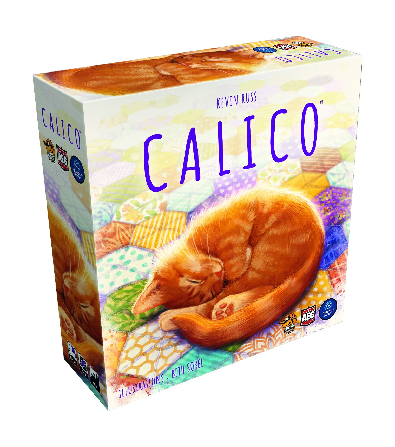 Lucky Duck Games | Calico | Jeu de Société Stratégique Tricot et Chat pour Adultes et Enfants dès 10 Ans + | Jeu de Plateau| Pose de Tuiles & Jetons | 1 à 4 Joueurs | 30-45 Min | en Français