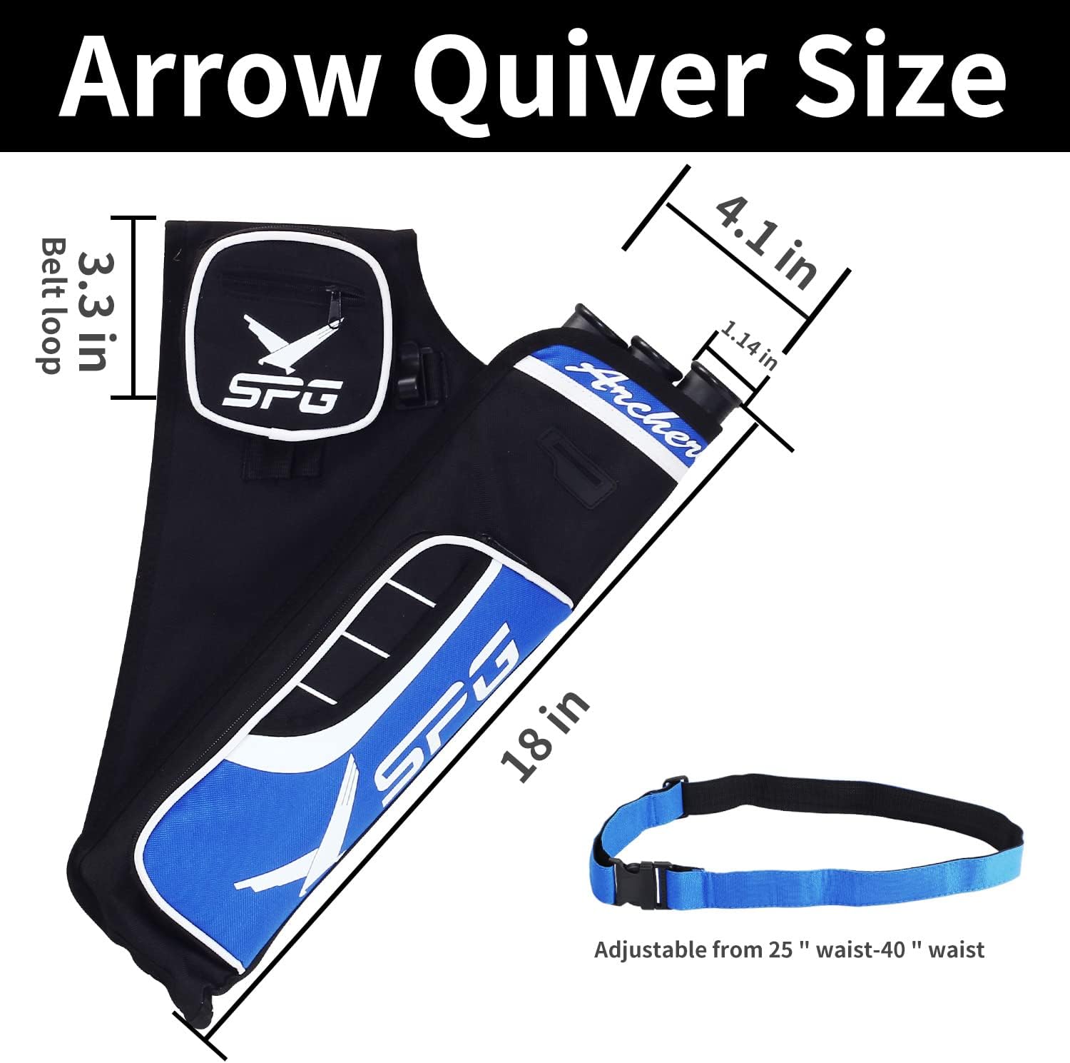 Archery Hip Quiver for Arrows-3 Tube Quiver Includes Tab and Release Pockets and Adjustable Nylon Belt for Bow Target Shooting