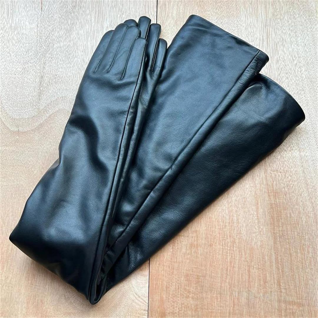 Kelsiop Damen Lange Schaffell Lederhandschuhe Motorrad-Stil Fleece Gefüttert Extra Dicke Warme Winterhandschuhe