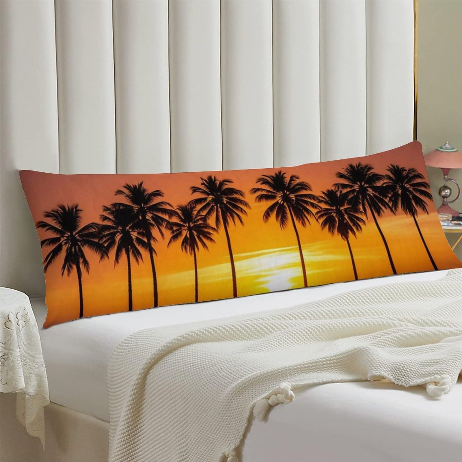 Body Pillow Cover 20x54 Long Pillow Case with Invisible Zipper Breathable Microfiber Tropical Sunset Beach Pillowcase Soft Cozy Protector for Bedroom Couch Sofa Bed Home Decor All Seasons