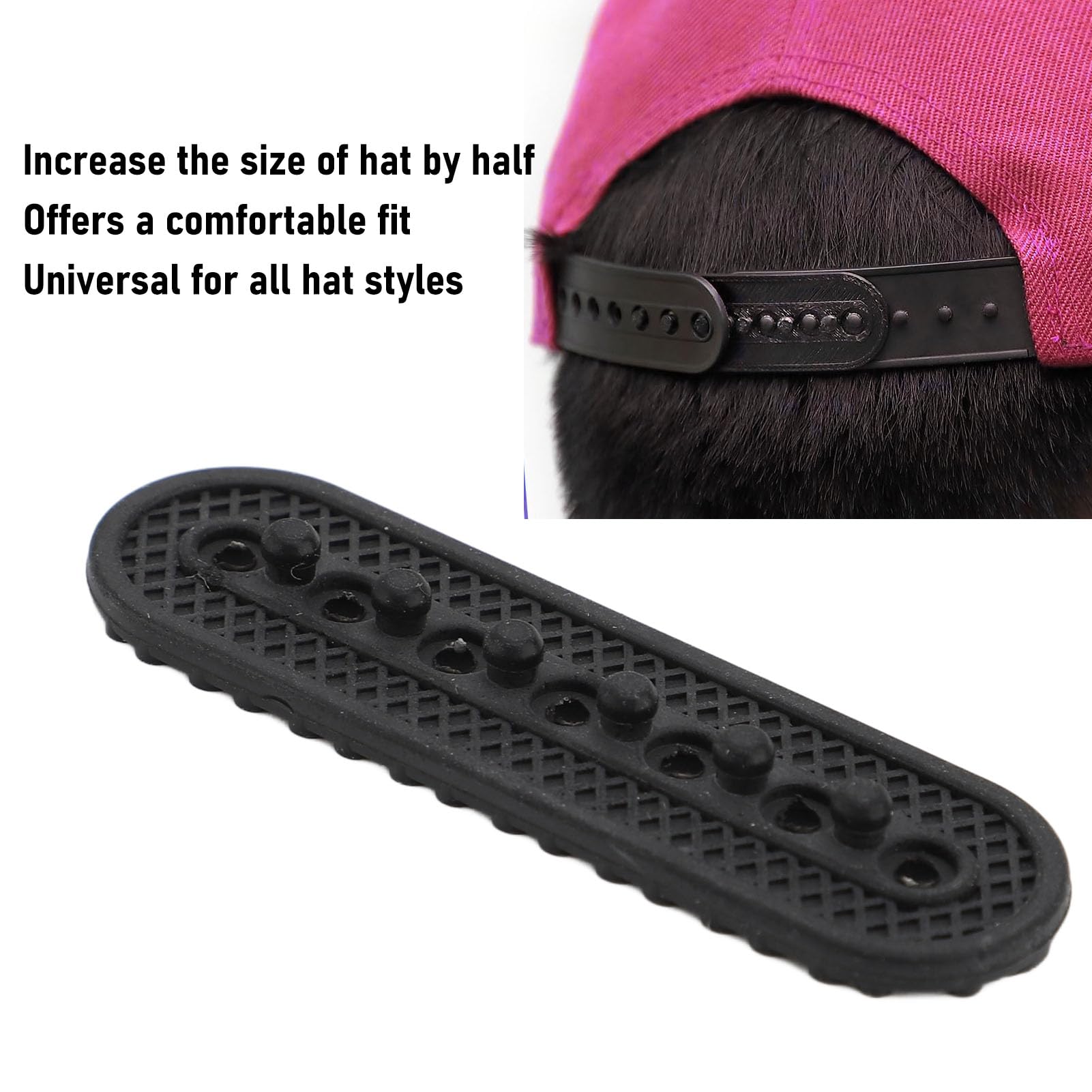 Amazon.co.jp: 2個の帽子エクステンダー、7穴付きブラックスナップ