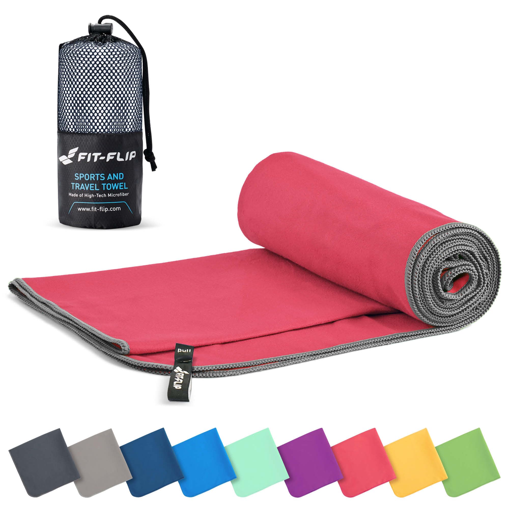 Fit-Flip Asciugamano microfibra - compatto e ultraleggero - asciugamani palestra - il perfetto telo mare grande - ottimale per viaggio, sport e piscina