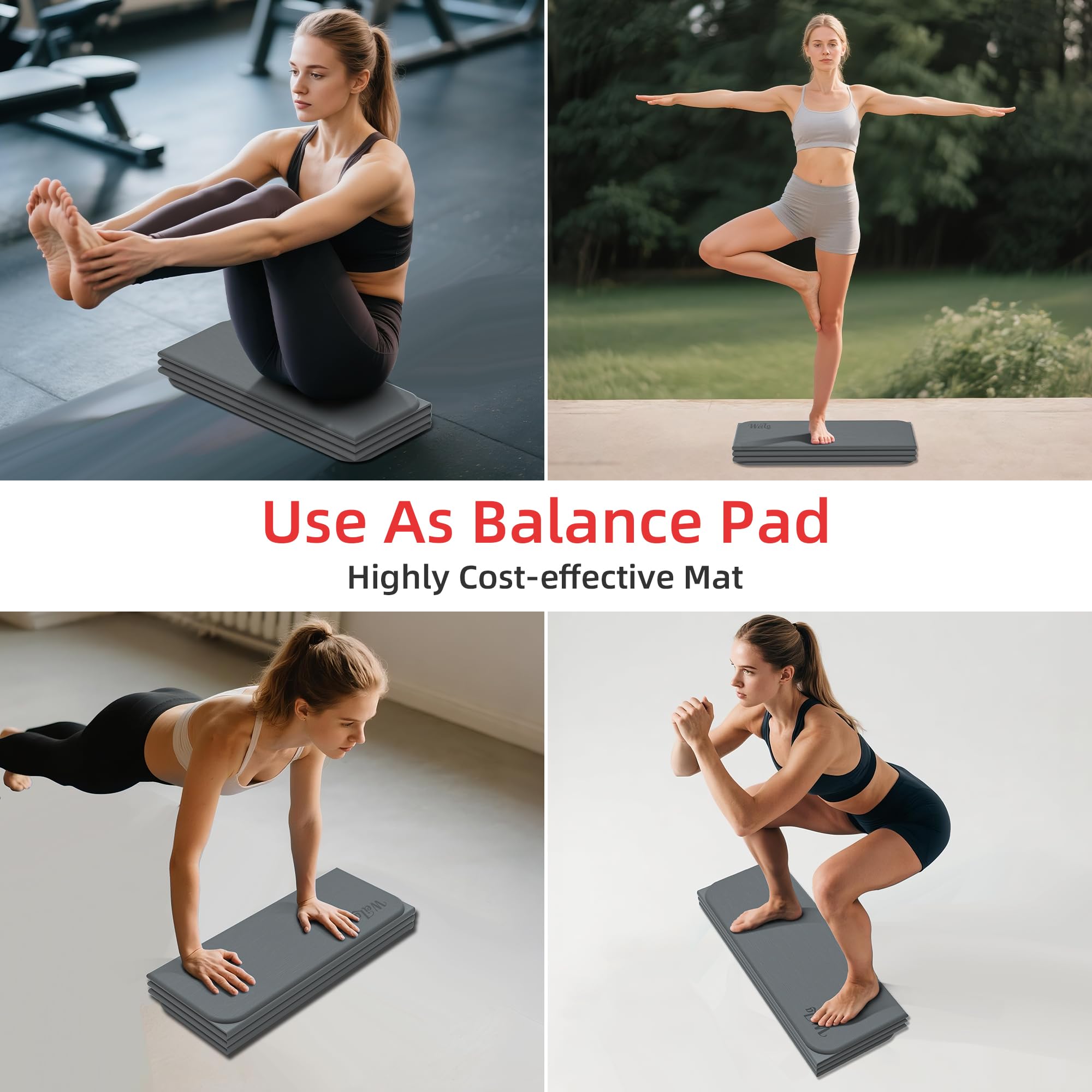 Tappetino da yoga extra spesso da 1,27 cm, attrezzatura per pilates, 175,3 x 61 cm, inodore, per palestra a casa, antiscivolo, per donne e uomini, allenamento a casa, tappetino pieghevole per yoga