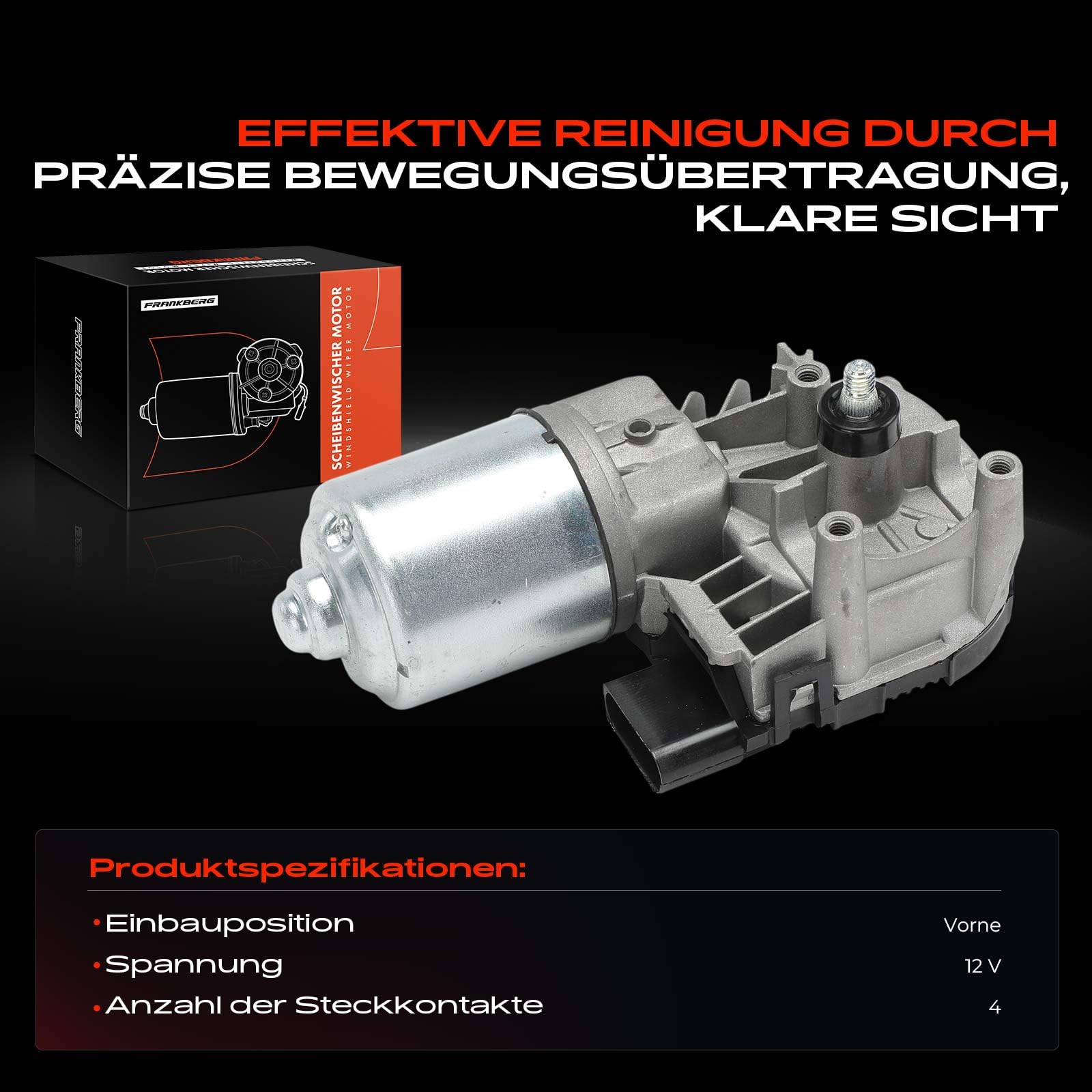 Frankberg Wischermotor für gleichlaufende Wischerarme Vorne Kompatibel mit C.a.d.d.y III MPV 2CB 2CJ 2KB 2KJ T.o.u.r.a.n 1T1 1T2 Replace# 2K1955119B