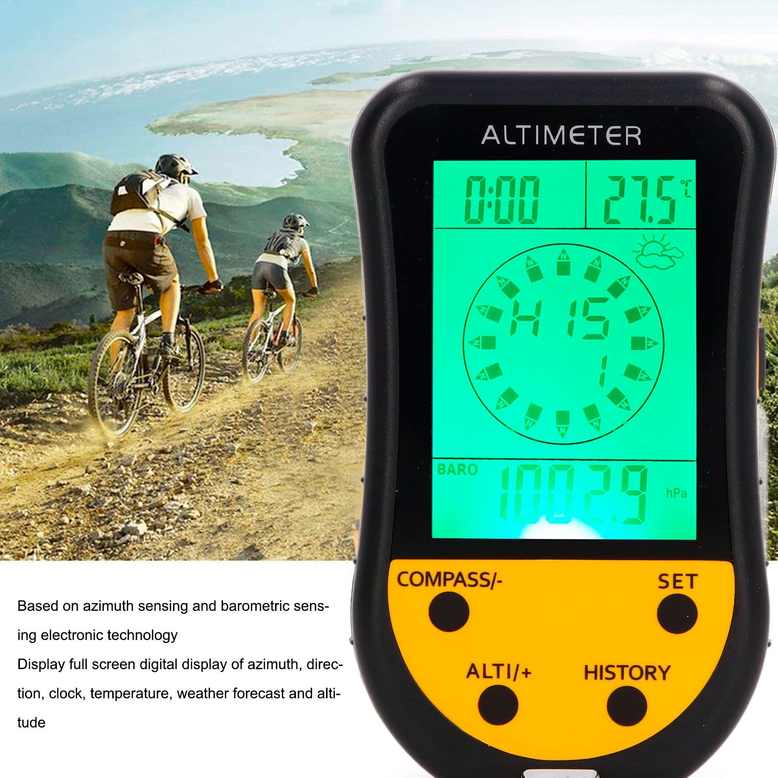 Altimètre Numérique Avec Thermomètre Et Hygromètre - Écran Rétroéclairé, Pour Randonnée Camping