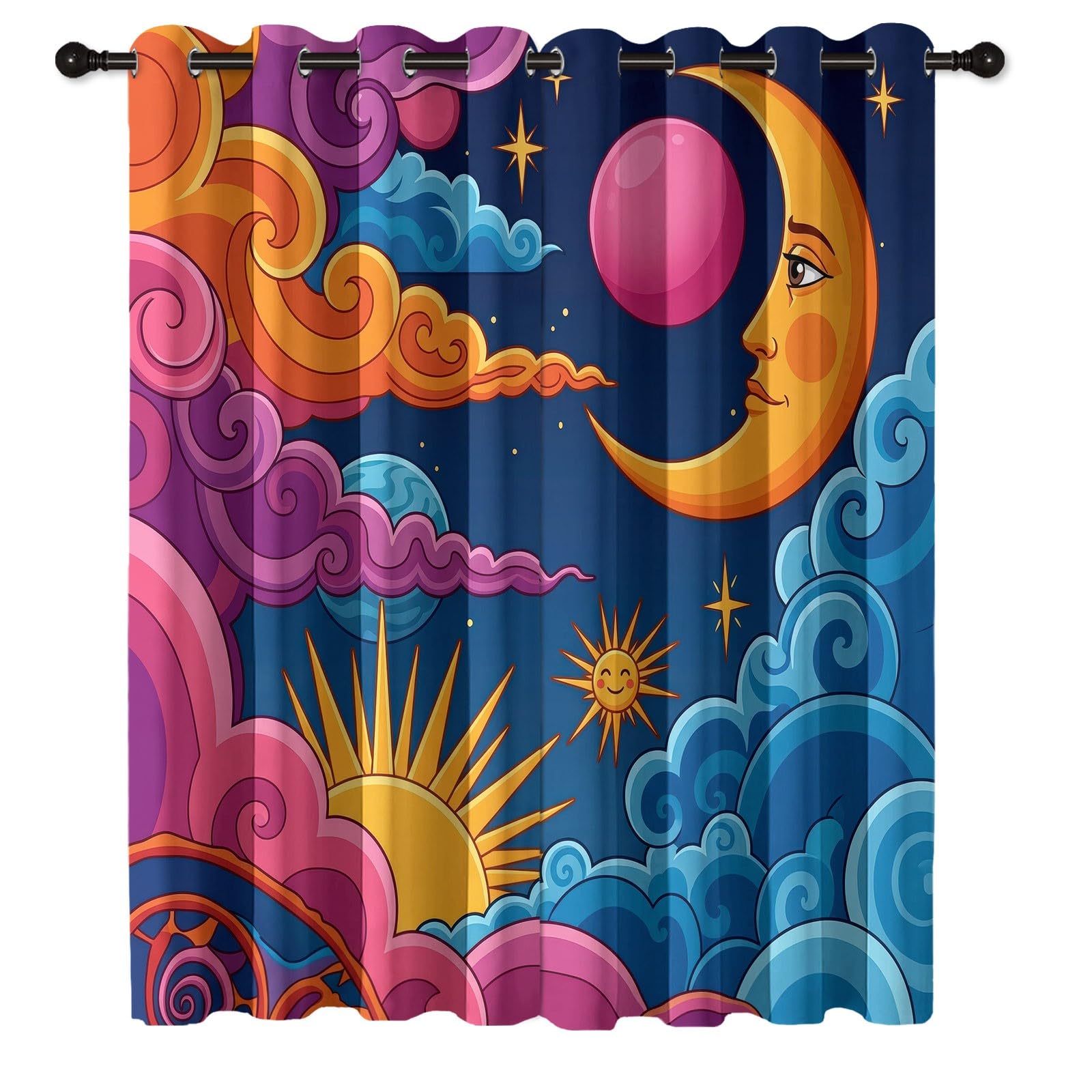 Generisch Vorhänge Blickdicht mit Ösen H245 x B140 cm Fantasy, 2er Set