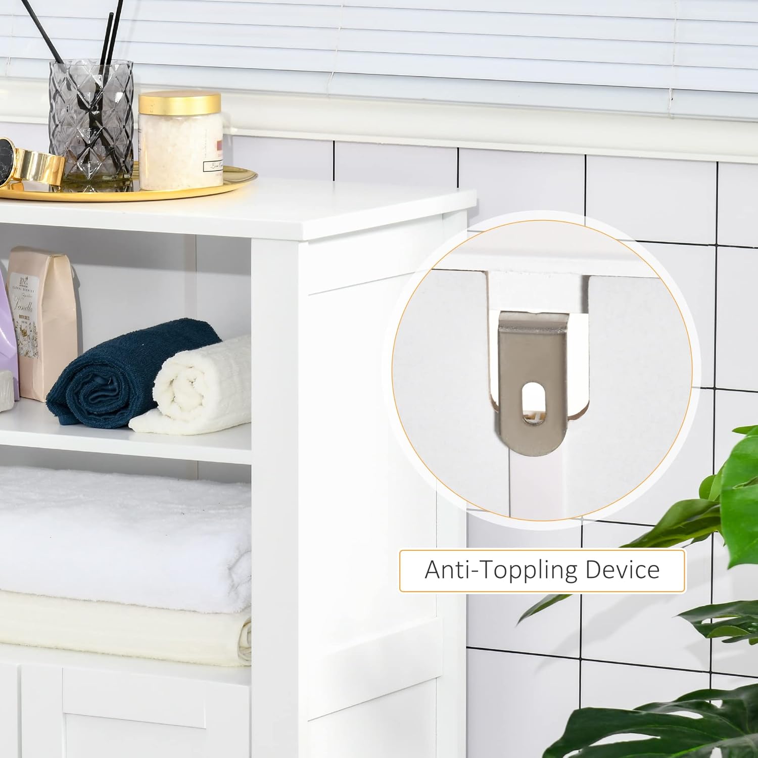 White MDF Living Room Cabinet with Adjustable Shelving