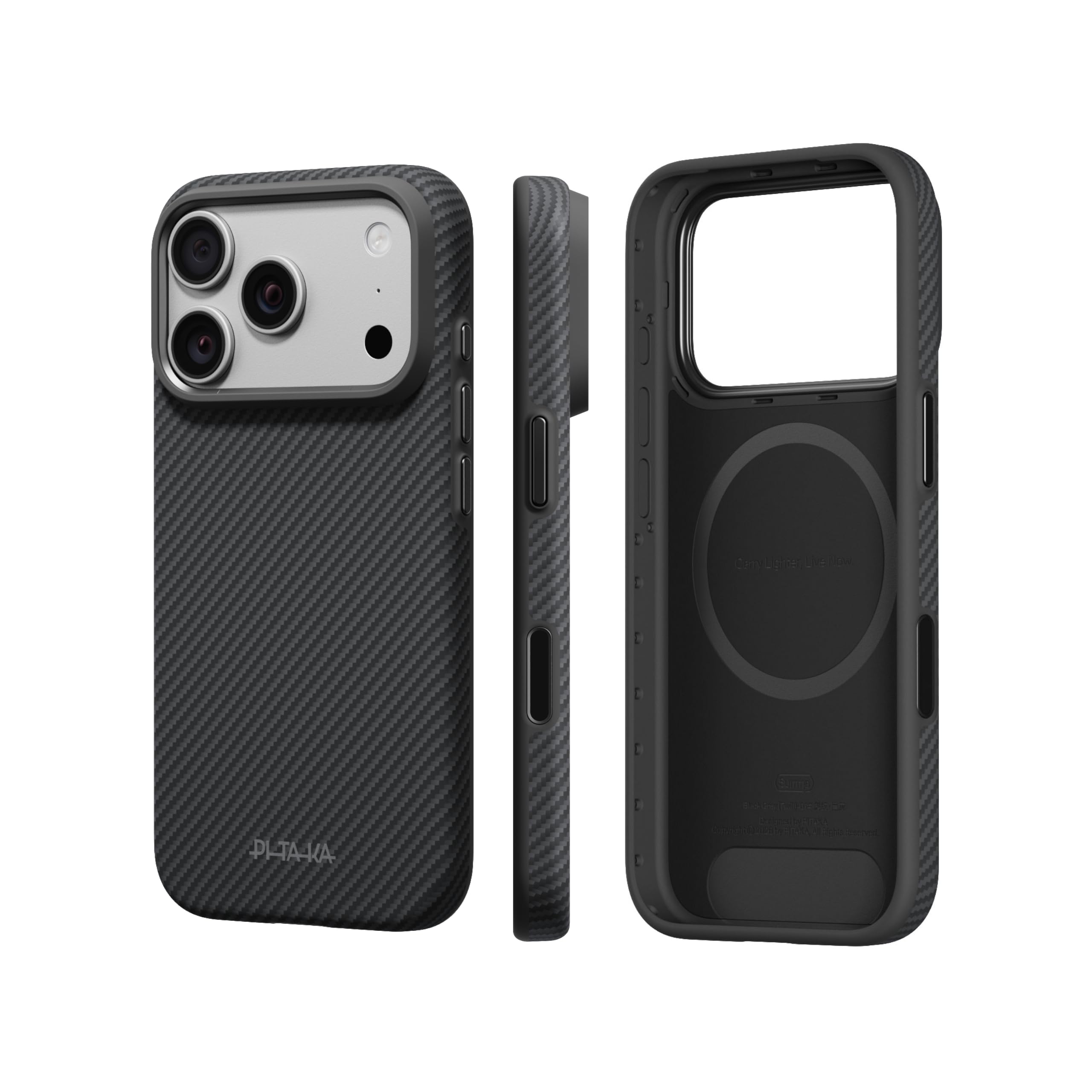 PITAKA iPhone 17 Pro用 アラミドケース 黒/グレー Amazon.com: pitaka for iPhone 18 Pro Case / 17 Pro Case 6.3