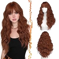 Vista 48 de BARSDAR Peluca rubia corta ondulada con flequillo, pelucas cortas onduladas de 14 pulgadas para mujer, pelucas sintéticas suaves hasta el hombro