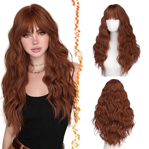 Miniatura 48 de BARSDAR Peluca rubia corta ondulada con flequillo, pelucas cortas onduladas de 14 pulgadas para mujer, pelucas sintéticas suaves hasta el hombro