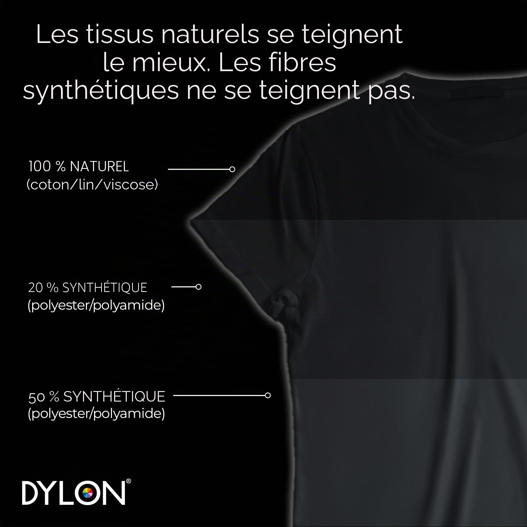 Dylon Lot de 3 capsules de teinture pour machine Noir intense 350 g