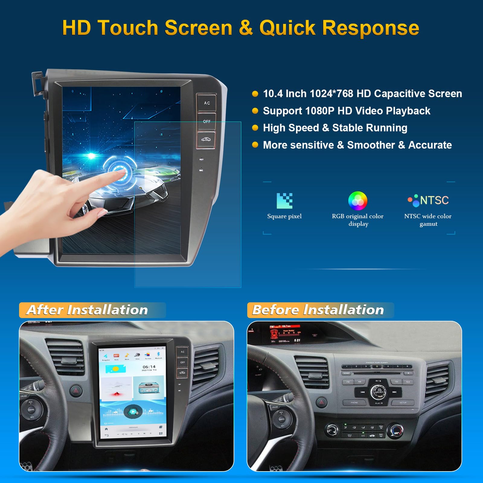 Radio samochodowe do Honda Civic 2012-2015 Carpaly Android Auto 9,7"