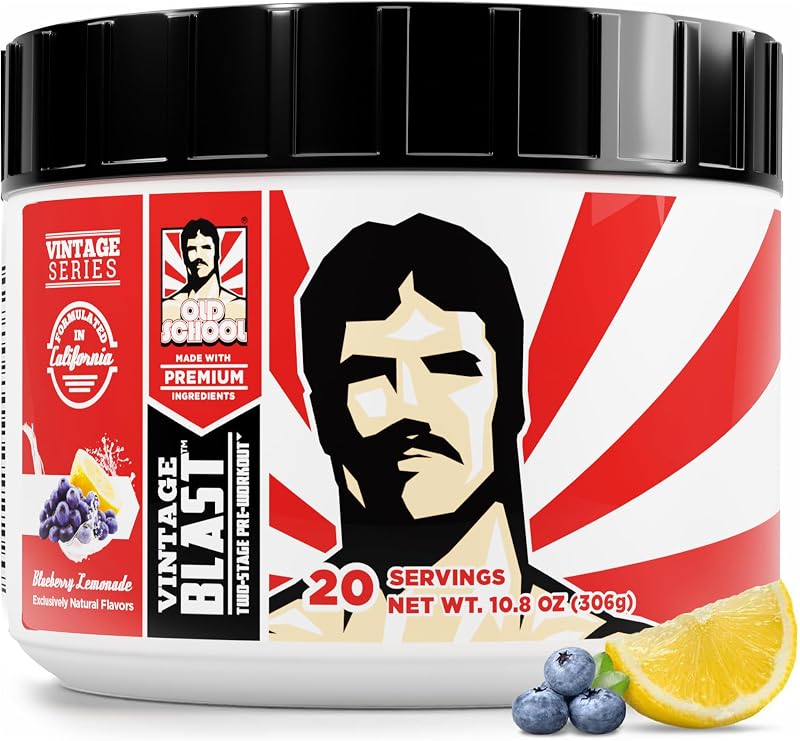 Old School Labs Polvo preentrenamiento de 2 etapas para bombeo masivo, energía y concentración | Preentrenamiento premium con sabores naturales, sin choques, con beta-alanina, L-teanina y citrulina para fuerza, energía y concentración