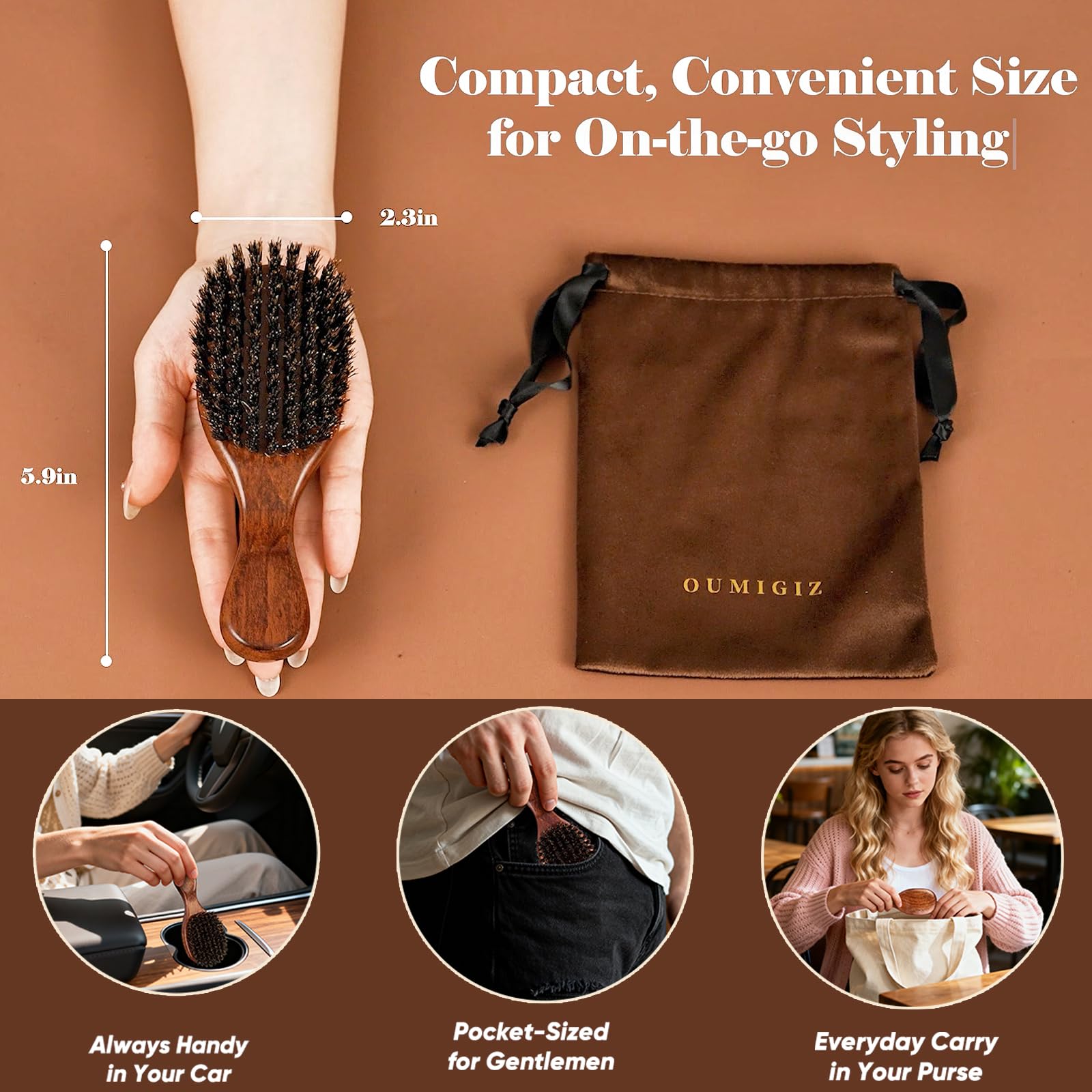 Cepillo de cerdas de jabalí desde 1965, artesanía británica, hecho a mano, de madera natural, mini cepillo para barba, cerdas suaves y puras, desenreda suavemente para mujeres, hombres y niños
