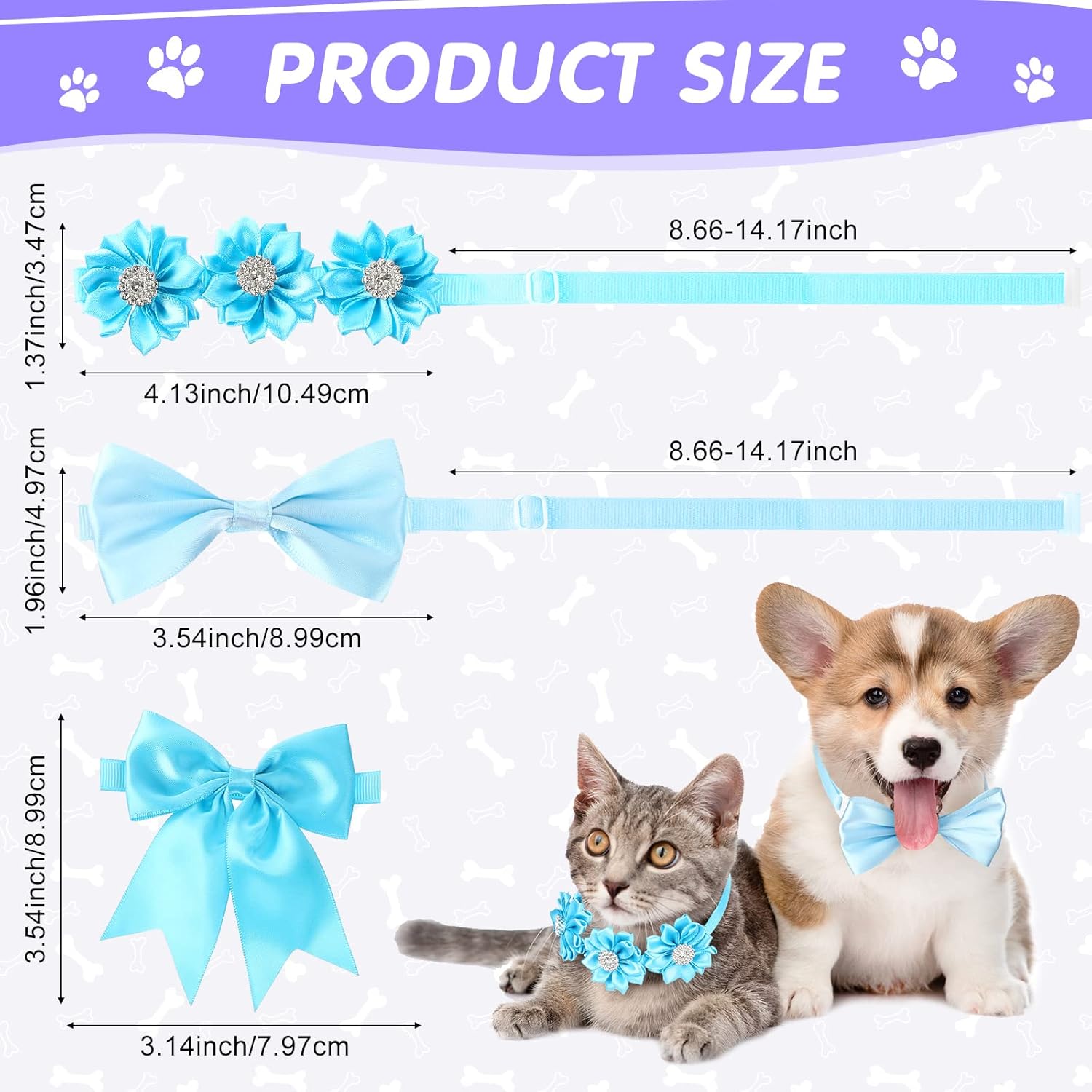 Jexine 60 Pieces Dog Bow Ties for Dogs with Adjustable Collar Cats Bowties Puppy Collar Grooming Accessories for Small Medium Pet Puppy Cats Wedding Birthday Gift Party