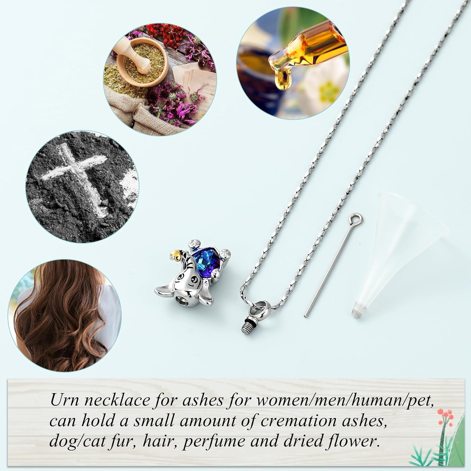 Imrsanl Elephant Urn Necklace Cremation Jewelry for Ashes Stainless Steel Heart Crystal Memorial Pendant Human Pet Ash Holder Keepsake Gift for Women Men - Image 3