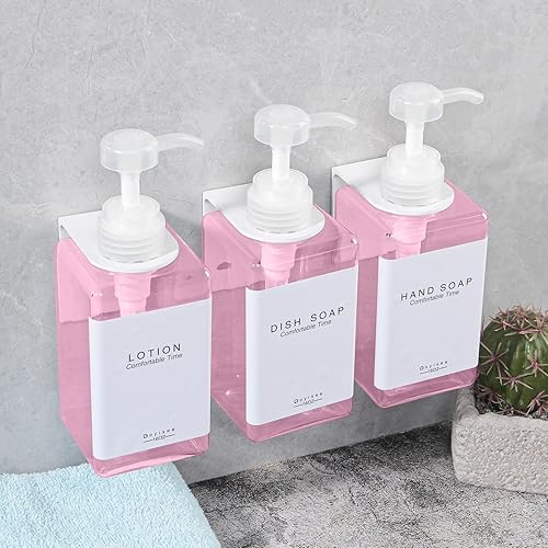 Miniatura 3 de GOYISEE Botellas recargables de champú y acondicionador para pared de ducha, dispensador de champú y acondicionador con bomba sin taladro (3