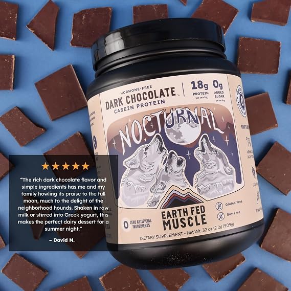 Earth Fed Muscle Nocturnal Casein Protein, Dark Chocolate, 23 Servings