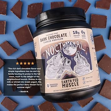 Earth Fed Muscle Nocturnal Casein Protein, Dark Chocolate, 23 Servings