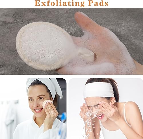 Organic Loofah Face Scrubber Pads - 4Pcs Exfoliating Sponge
