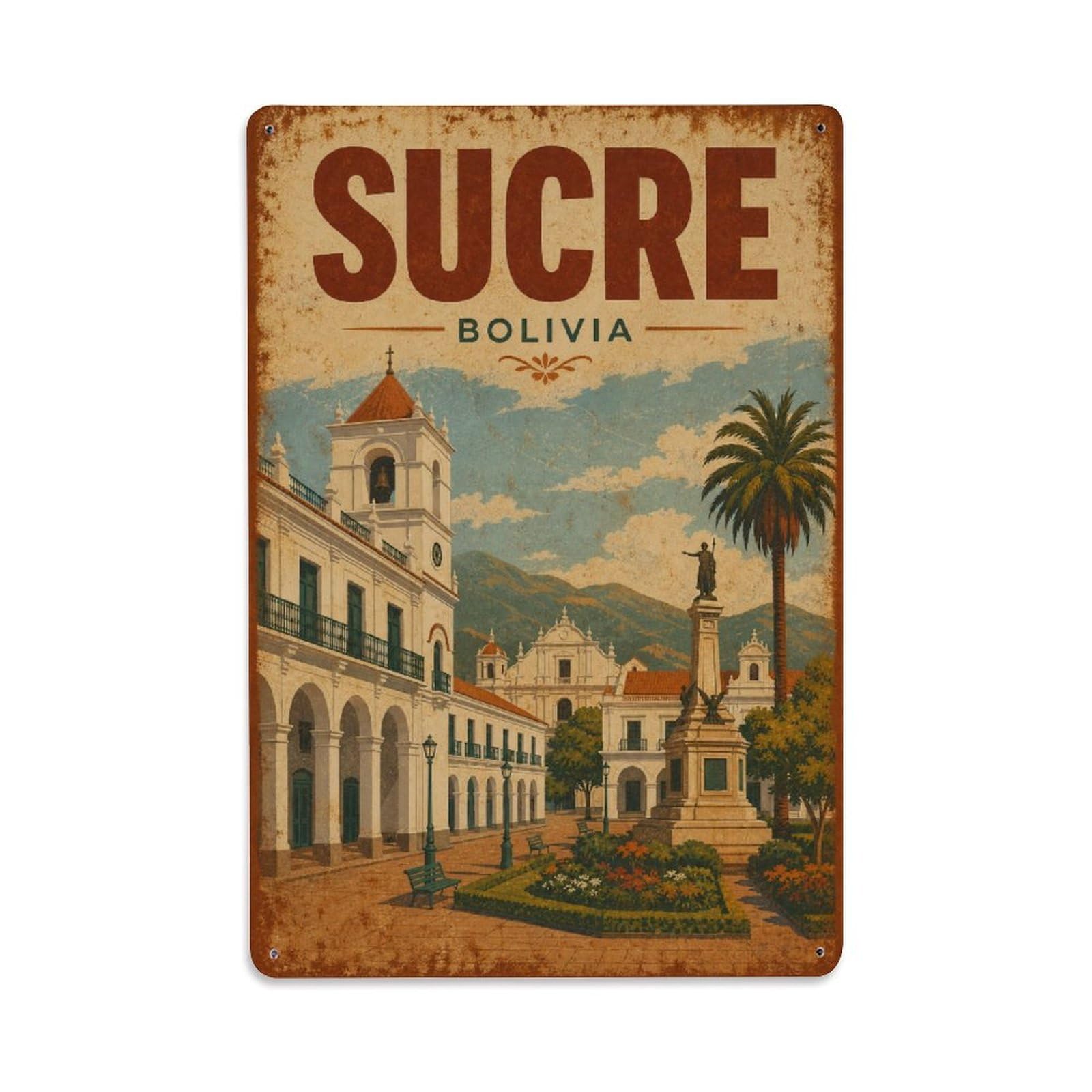 Travel Retro Bolivia Sucre Metal Tin Sign