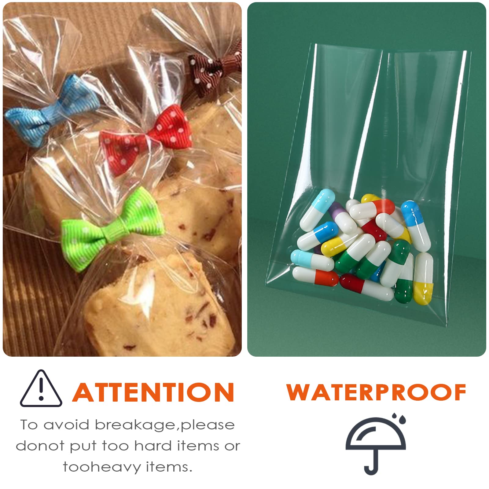 100 Sachets Transparents Bonbons Vaolmlop - 10x16 Cm, Avec Attaches Dorées - Pour Mariage, Anniversaire, Cadeaux