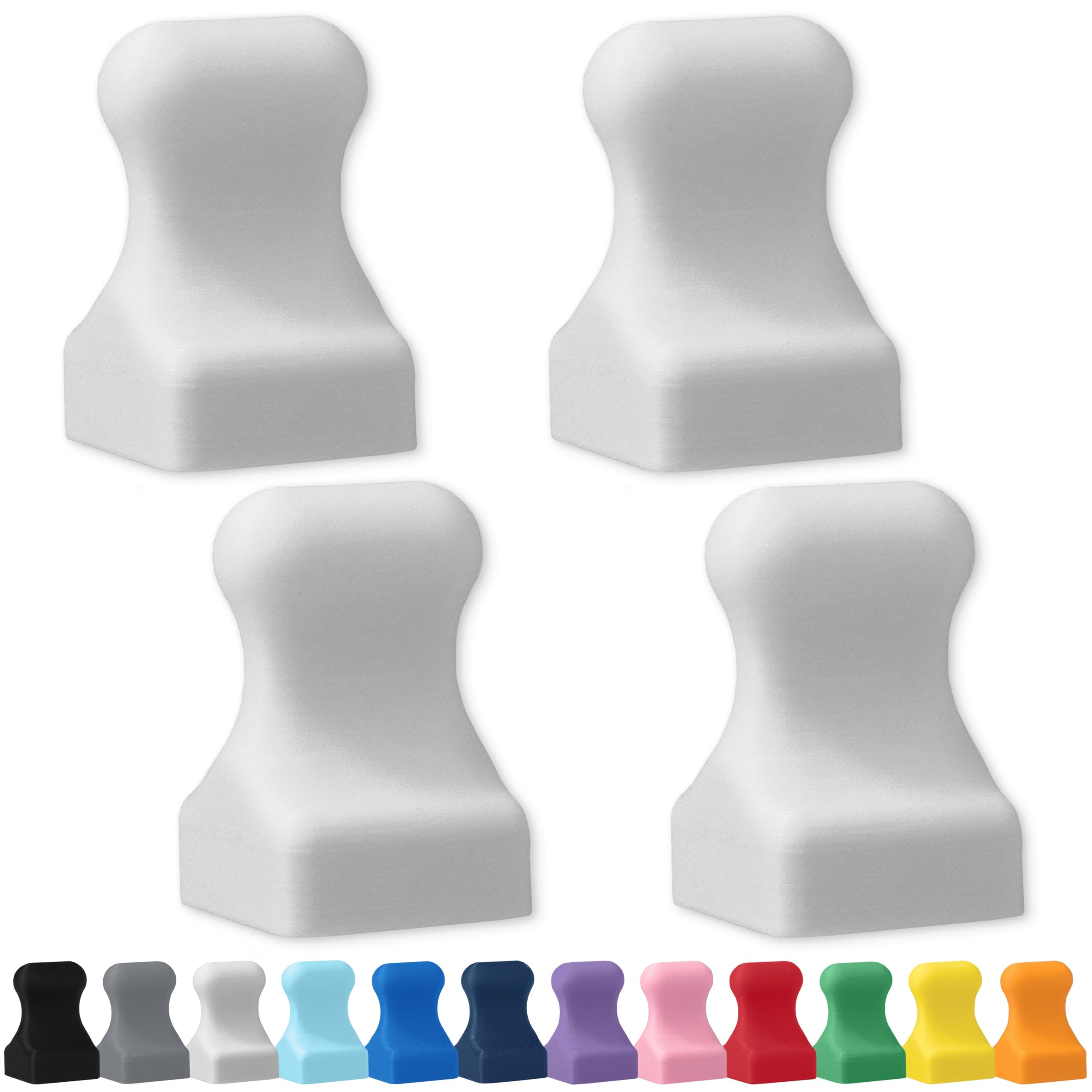 Glassboard Studio MiniPawn Magnet - Strong Neodymium Rare Earth Magnets for Fridge, Whiteboard, Locker & Magnetic Glassboards - Ideal for Crafting & Office Use - Strong Fridge Magnets (Snow White, 4)