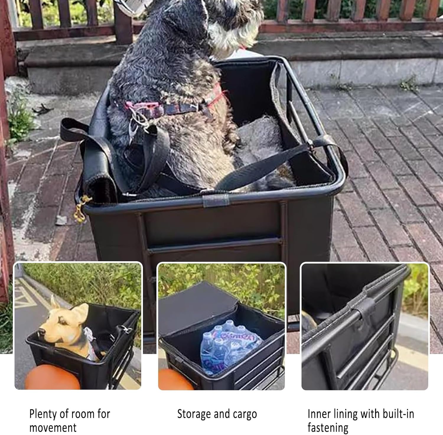 Rear Mounted Pet Carrier，Thickened Steel Pipe Dog Bicycle Rear Basket with Adjustable Safety Straps,Up to 60lbs，Durable Steel Rack Pet Basket for Bike E-Scooter Motorcycle