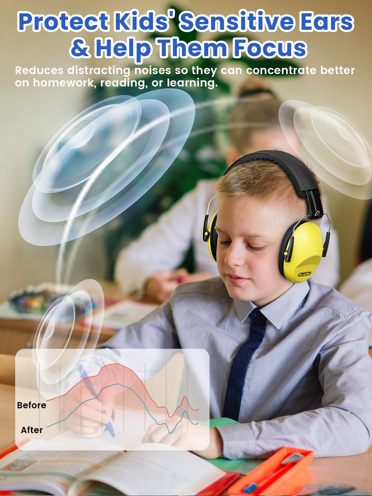 Dr.meter Noise Cancelling Headphones for Kids, Toddler Ear Protection Muffs view 7