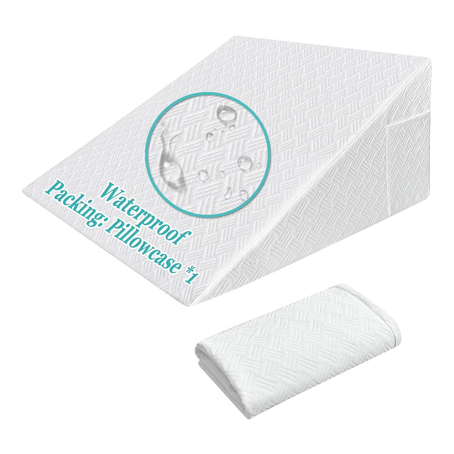 NEPPT Fodera per Cuscino a Cuneo 25x24x12 Fodera per Cuscino a Cuneo Triangolare per Inclinazione Fodere per Cuscino a Cuneo per Dormire Impermeabili Protezioni per Cuscino con Cerniera e Tasca