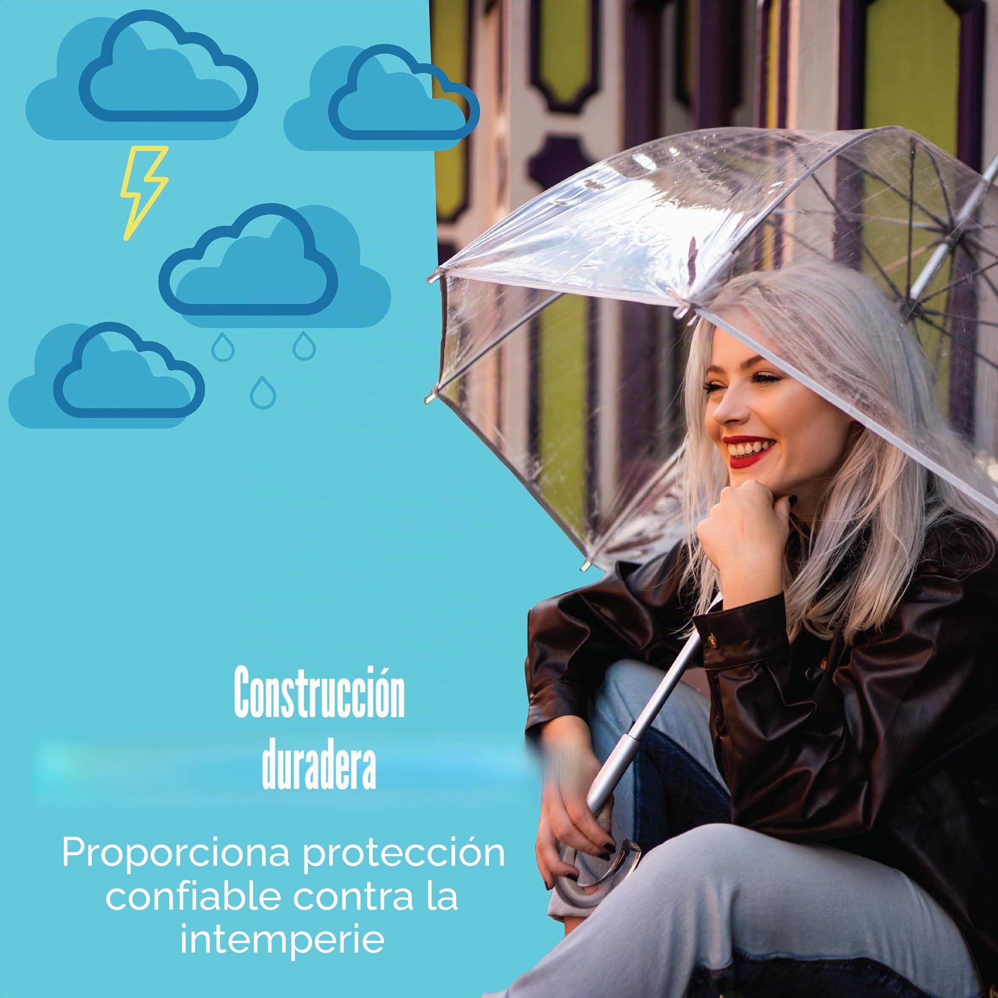 Totes Paraguas de burbujas transparente para mujer, color baya, talla única, paraguas transparente de burbujas