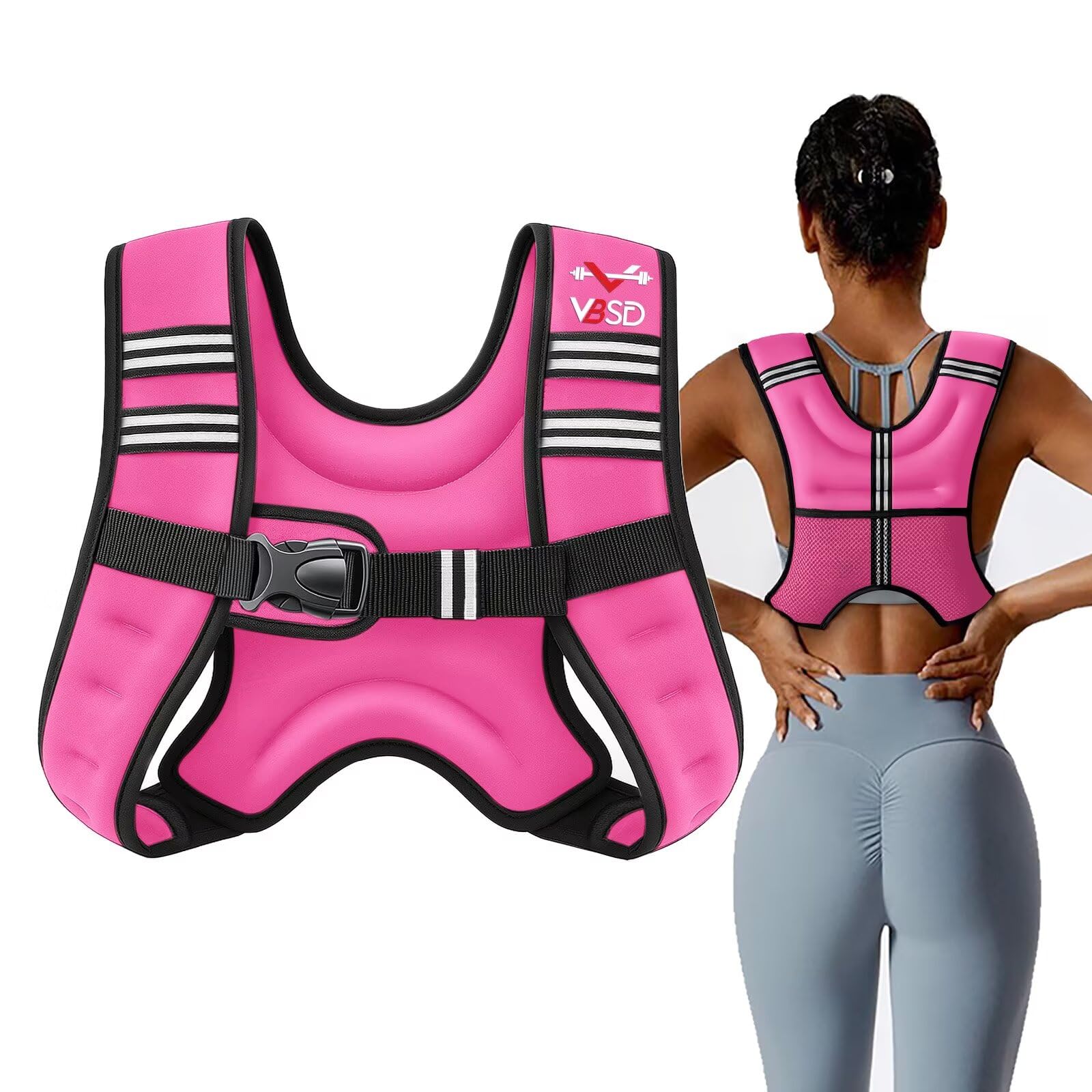 VBSD Weighted Vest Woman 8LB Weight Vest for Women Men Body Weight Vests for Walking Strength Training Running Workout Jogging Fitness Pink