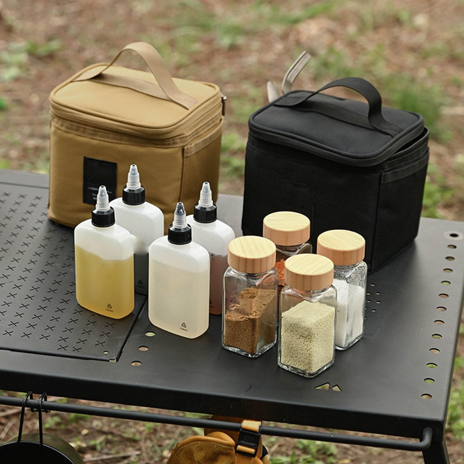 Camping Spice Kit, Contenedores De Especias para Acampar De Tela Oxford, Paquete Separado Bolsa De Especias De Viaje Portátil, Set De Contenedores De Condimentos
