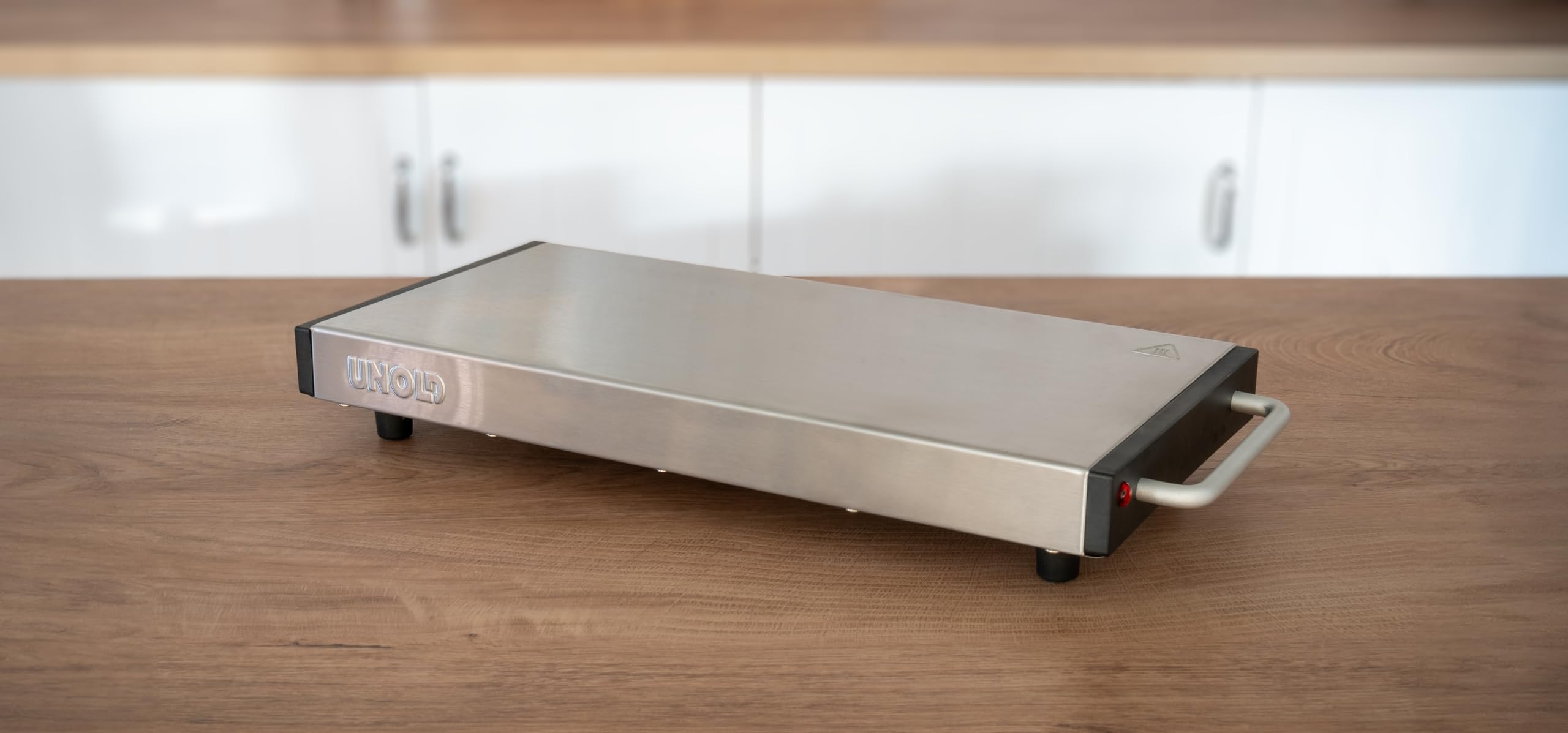 Unold Elena Wärmespeicherplatte 1100 Watt Keramik Edelstahl 40x20 cm mobil aufladbar Überhitzungsschutz