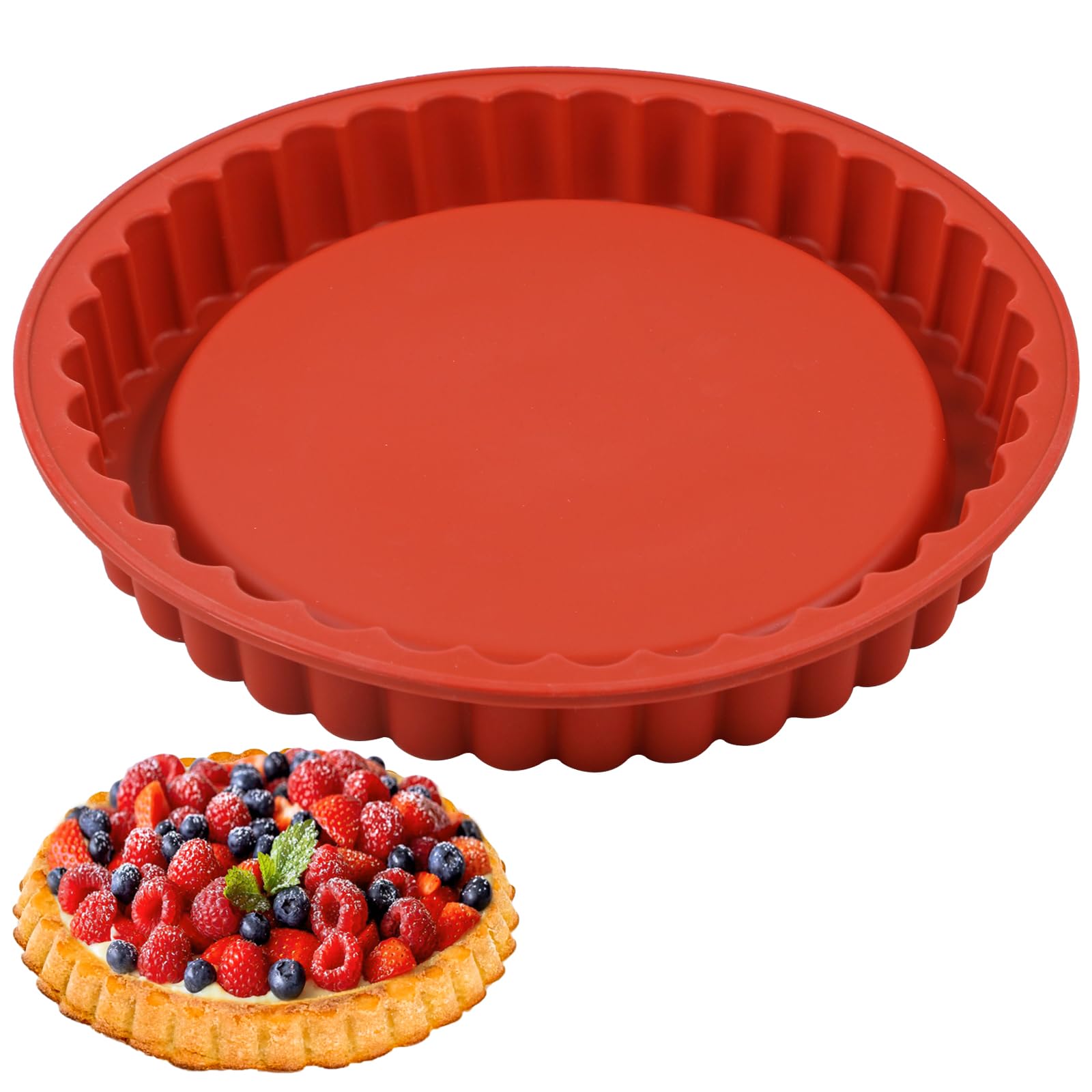 webake Moule à tarte aux fruits - 26 cm - En silicone - 1 pièce - Moule à gâteau - Moule à gâteau - Moule à gâteau - Moule à gâteau - Moule à gâteau - Moule à gâteau - Moule à gâteau
