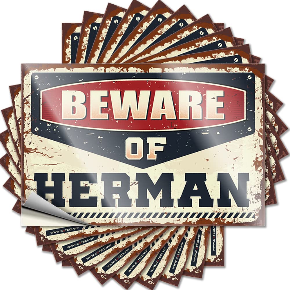 Stickers Guys Durable Vinyl - Beware of Herman Bumper for Taupe Use(6X9CM)