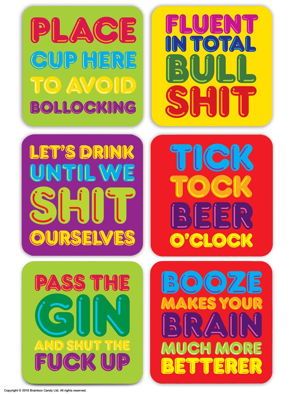 Brainbox Candy Funny Rude 'Freshly Squeezed' Coasters 6 Pack