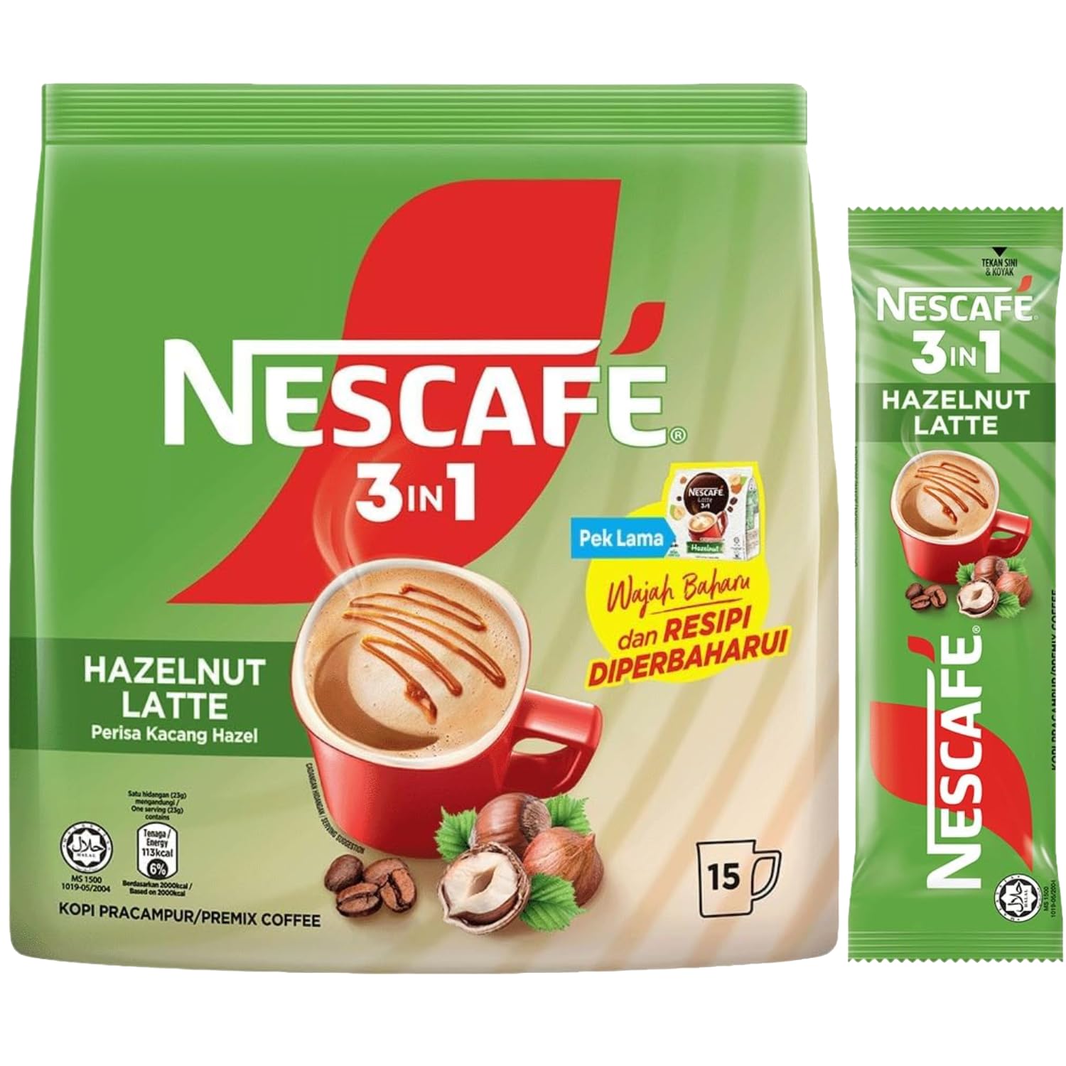 NESCAFÉ 3 in 1 Hazelnut Latte Instant Coffee Premix, (15 x 23g) 345g Bag – Creamy Nutty Flavor with Coffee, Creamer & Sugar – Convenient Single Serve Sachets for Home, Office & Travel, By COUGAR – (Imported-MALAYSIA)-picture-14