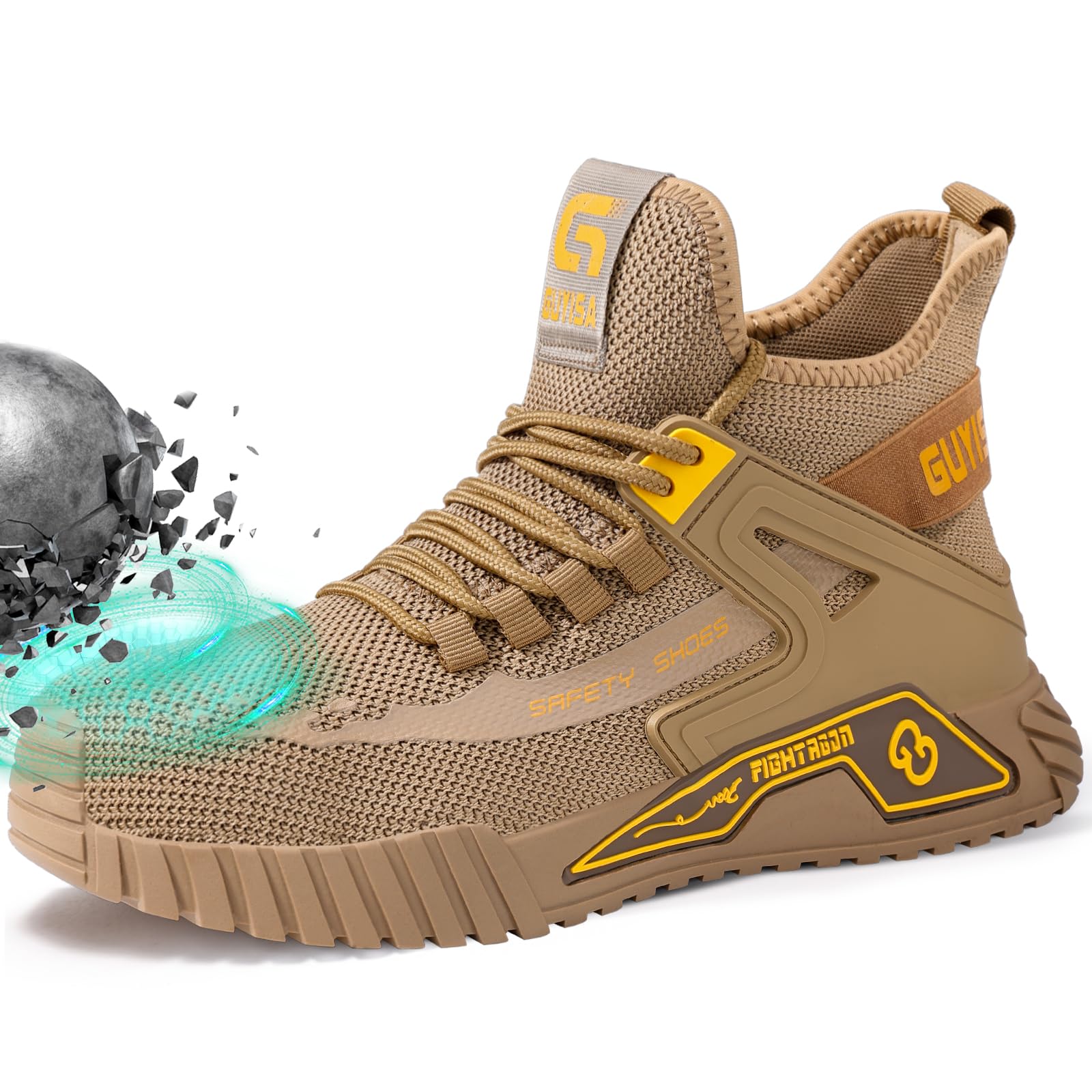 Steel Toe Shoes for Men Work Safety Shoes Industrial Construction Shoes Mid Cut Industrial Boot Work Sneakers Comfortable Lightweight Safety Shoes for Work