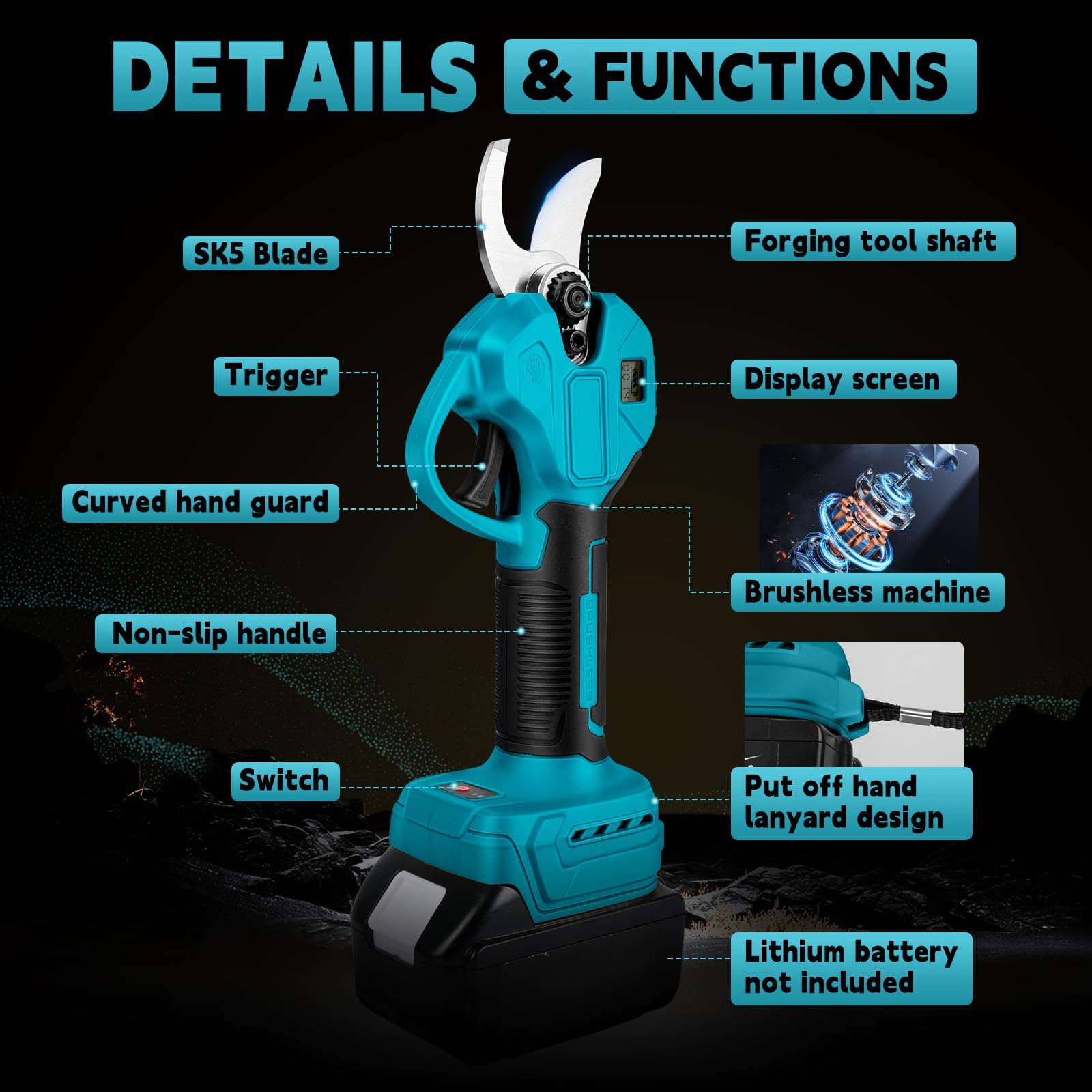 Tijeras de Podar Eléctricas Compatibles con Makita 18V sin batería | Tijeras de Poda bateria de 40 mm Tijeras de podar electrica 500W con Motor Brushless para Jardinería, Árboles Frutales