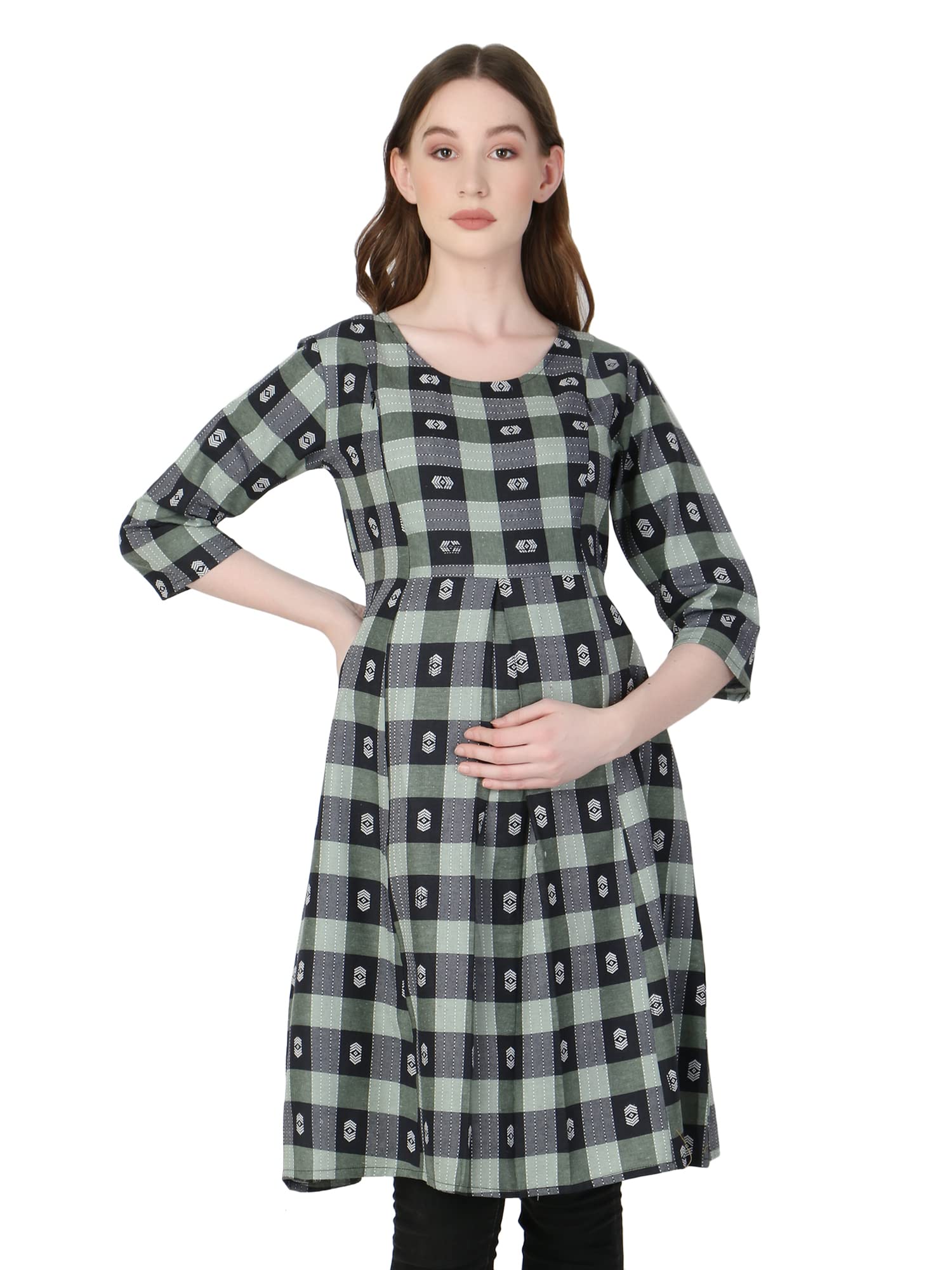 Women's Cotton Maternity Dresses for Easy Nursing | Feeding Kurtis for Pregnant Women | Feeding Dresses for Mothers.-image-34