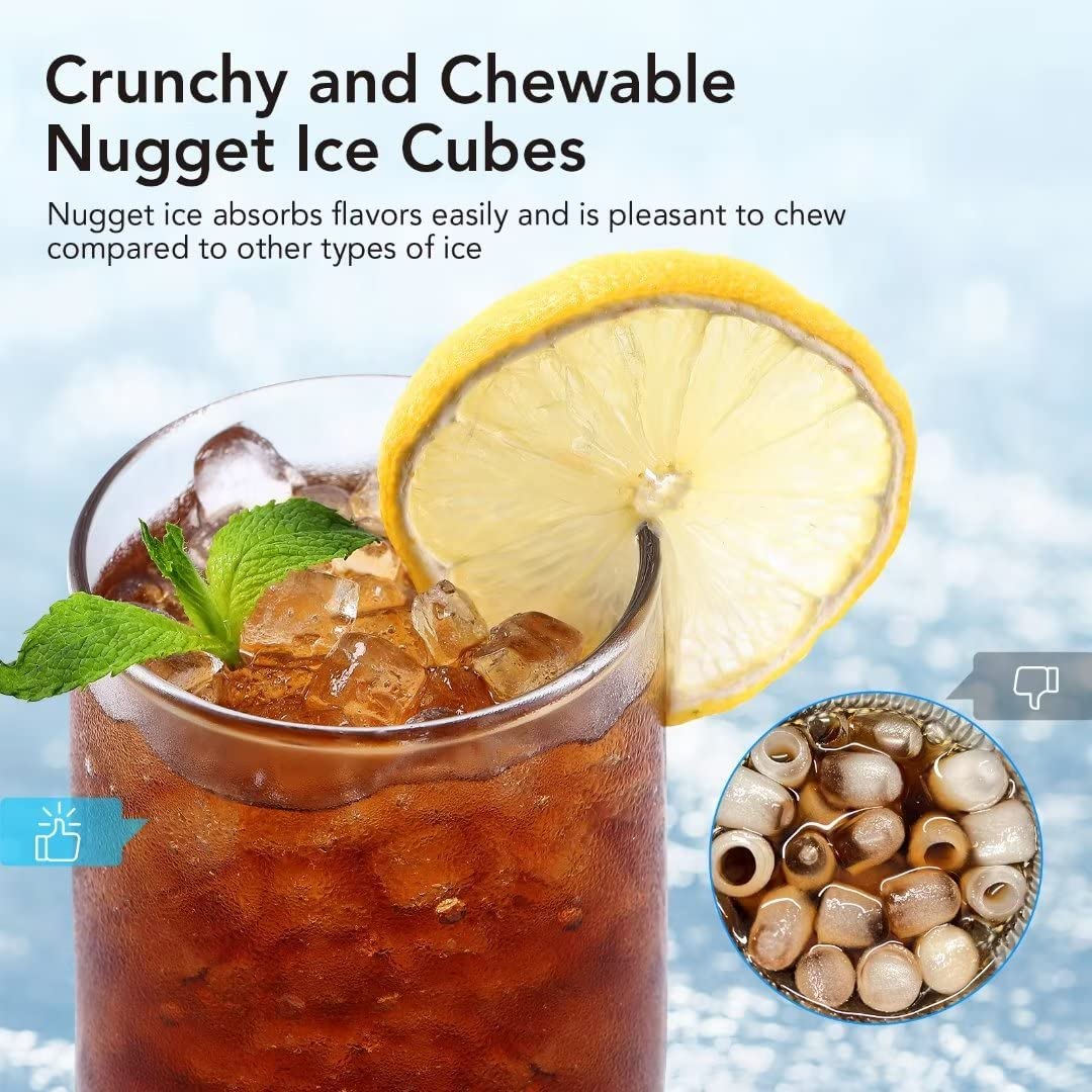 Garvee Compact Countertop Ice Maker, 44 Lbs/Day Nugget Ice Maker Machine, Stainless Steel Pebble Ice Cube Maker With Self-Cleaning, 24h Timer, Ice Basket And Ice Scoop For Home, RV, Office on Fridge.com - View 3