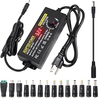 3V~24V 120W 5A Adjustable DC Power Supply - AOYADAISU Universal AC/DC Power Adapter with 14 Tips & Polarity Converter - 100-240V 50-60Hz Variable Power Converter for LED Strip Light Camera 5000mA