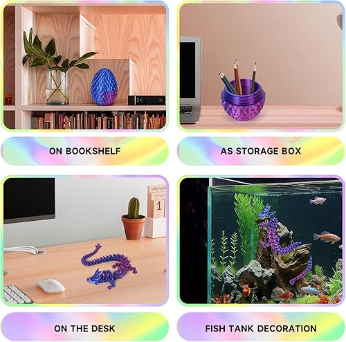 Miniatura 6 de TBOLINE Dragón impreso en 3D con huevo, gema impresa en 3D con huevo misterioso desmontable para niños y adultos, juguetes para ansiedad para