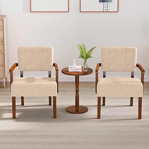 Miniatura 207 de Juego de 2 sillas decorativas con mesa, sillas de sala de estar con asiento suave y reposabrazos para sala de estar, dormitorio, sala de lectura,