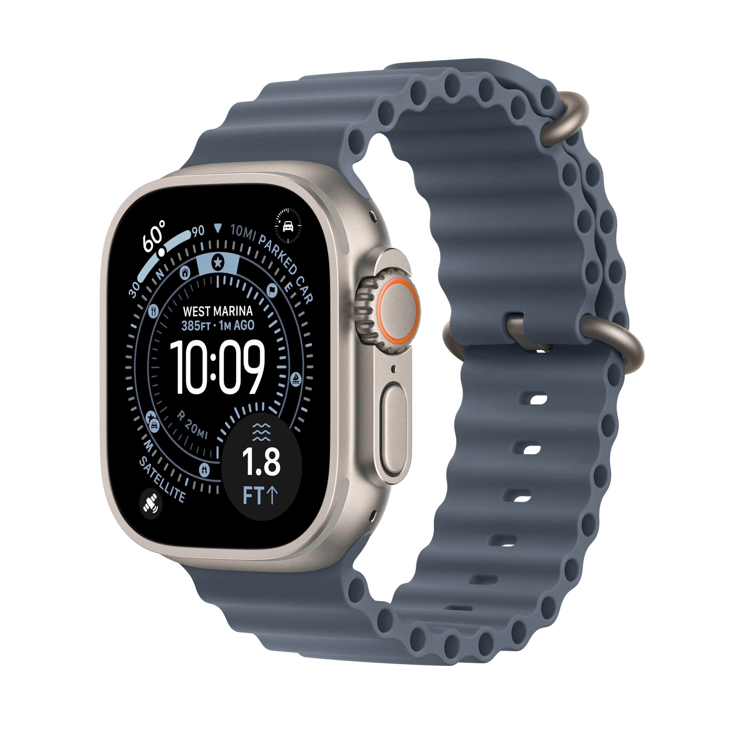 Apple Watch Ultra [GPS Cellular 49mm] Running Multisport Smartwatch  w/Rugged Titanium Case w/Anchor Blue Ocean Satellite