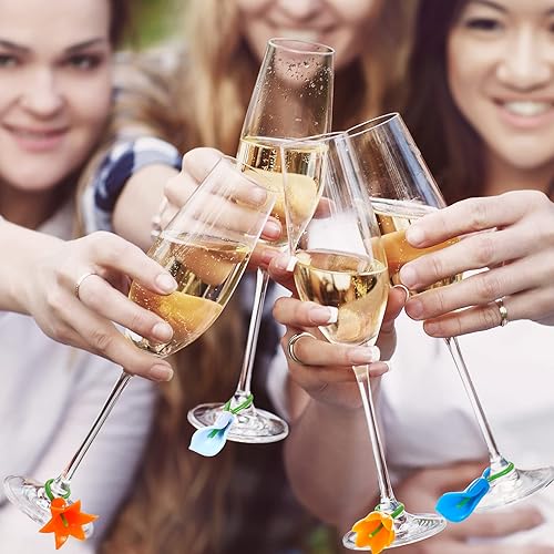 Miniatura 4 de 12 dijes florales de vino, marcadores de bebida de lirio de cala, tulipán, marcador de vino de silicona para identificación, cóctel, martini, boda,