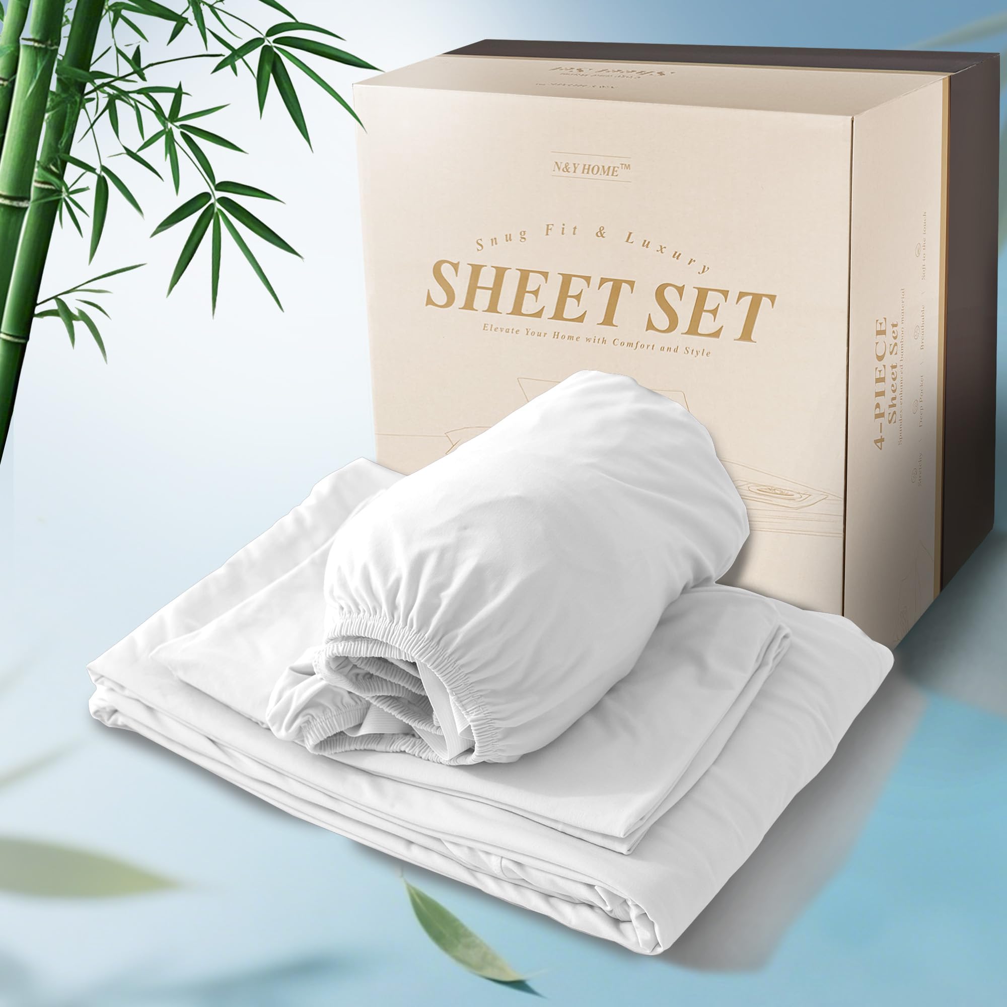 Amazon.com: N&Y HOME StretchSnug Queen Sheets Set - Blend of Rayon