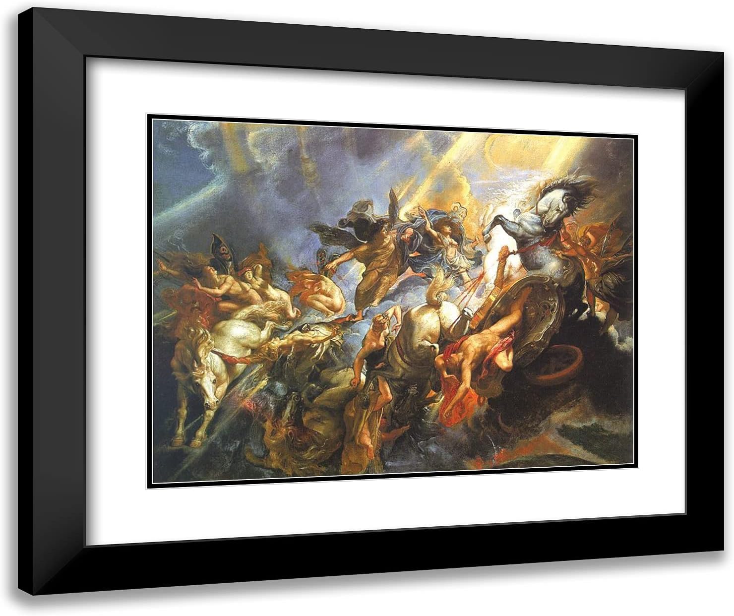 ArtDirect Rubens, Peter Paul 24x20 Gold Ornate Framed Art Print with Double Matting Titled: The Fall of Phaeton
